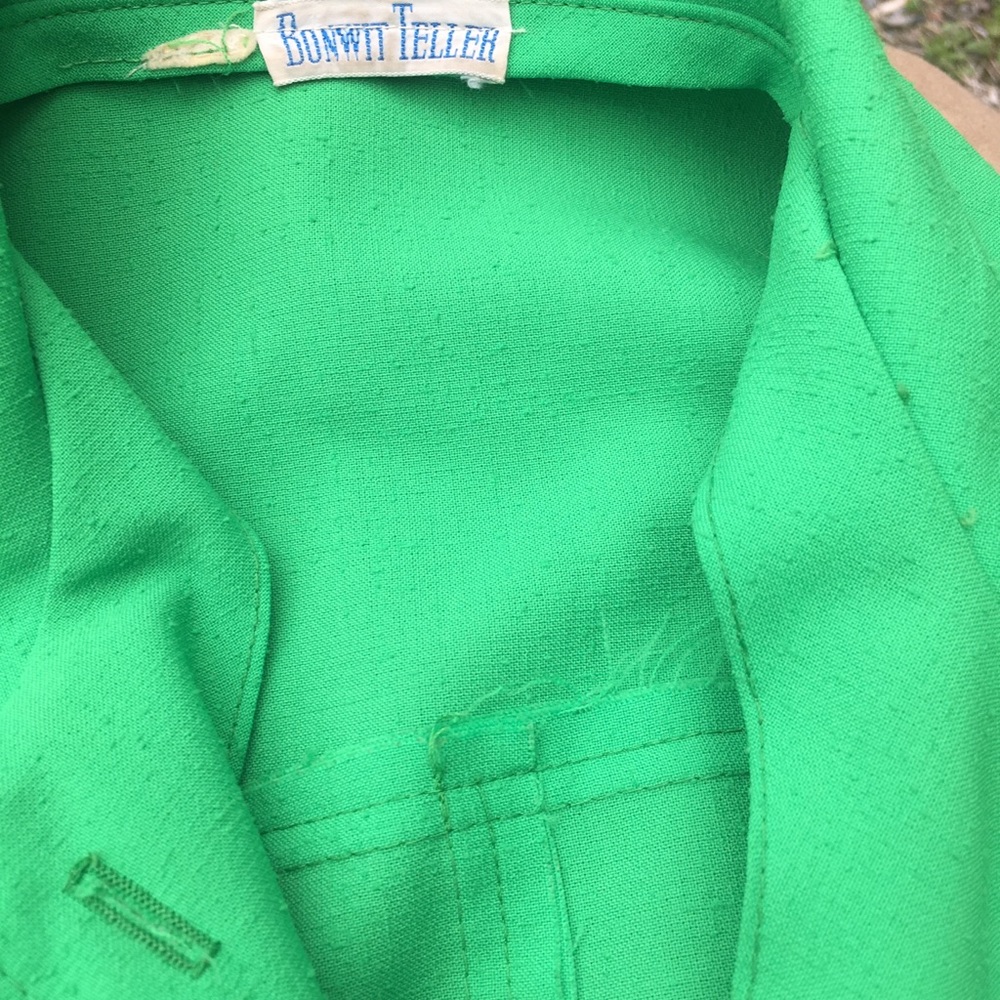 Bonwitt teller vntg green button down belt dress - Picture 4 of 8